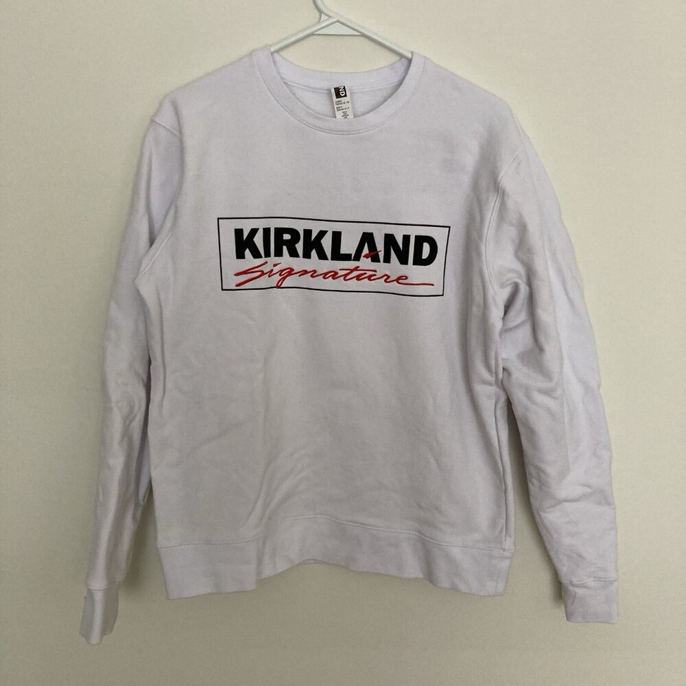 Kirkland Signature Men’s Branded Logo Sweater Pullover White Size Small